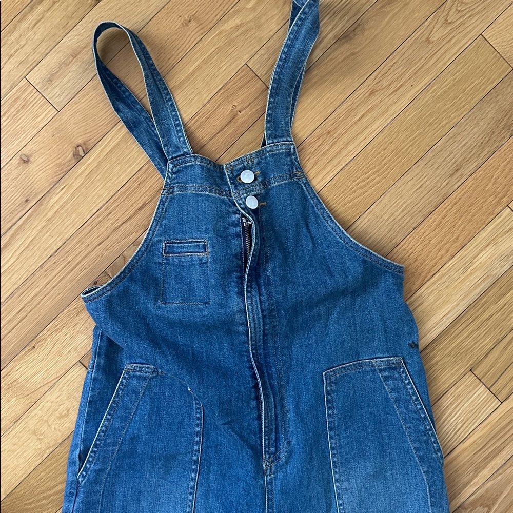NWT  Anthro barrel leg Blue Denim Overalls - Picture 6 of 8